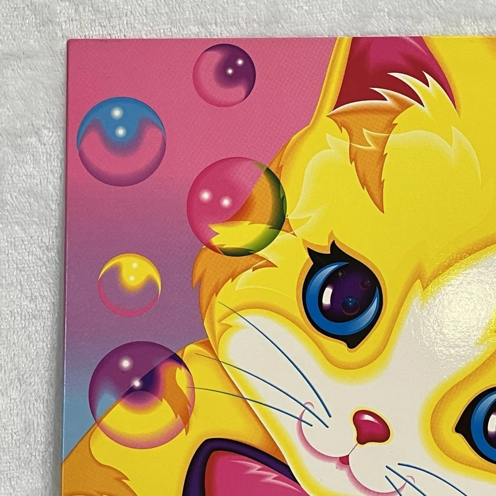 Lisa Frank Purple & Yellow Cuddly Kittens Cats 3 Ring Binder Folder Vintage 90's